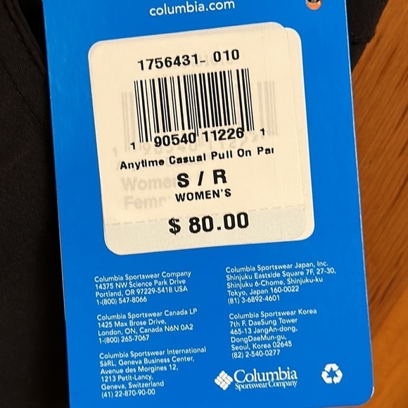 Columbia Straight Leg Active Fit Nylon/Spandex Omni Shade Pull-on Pant Small NWT - Picture 7 of 10